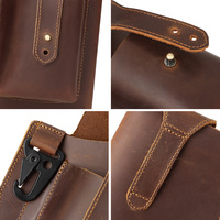 HUMERPAUL Bolsa de Cintura de Cuero Genuino para Teléfono Celular, Bolsa de Almacenamiento Vintage para Exteriores con Gancho para Llaves para Hombre y Padre
