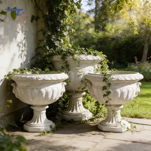 Urne Romaine Sculptée Vintage en GFRC, Pot de Fleurs Européen Grand Format Personnalisable en Couleur et Texture pour Manoir, Zone Scénique, Jardin Botanique - Product Image 4