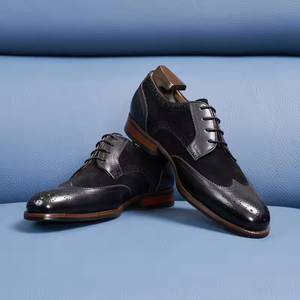 Chaussures habillées pour hommes, en maille, à lacets, style brogue britannique, semelle épaisse, imperméables, soutien de la voûte plantaire, respirantes, noires, décontractées, formelles, pour mariage - Product Image 5