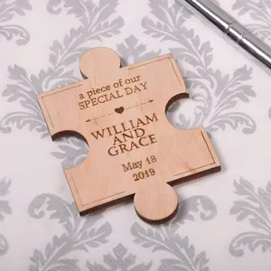 Personalized Puzzle Magnets wood Engraved Wedding Favor for Guests