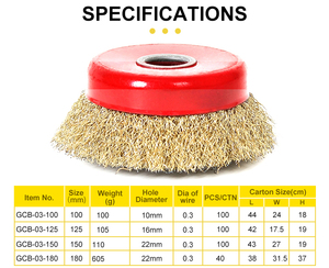 2.5 pouces fil métallique tasse <span class=keywords><strong>brosse</strong></span> épaisse tressé fil roue pour meulage et polissage, cuivre plaqué acier fil matériel 14mm trou - Product Image 5