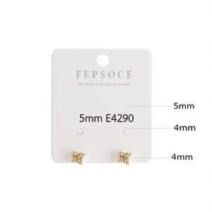 Orecchini a bottone Fepsoce da 5 mm con fiore in oro e strass di cristallo da donna per uso quotidiano E4290 - Product Image 1