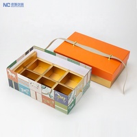 En stock, boîte d'emballage en carton portable à double couche OEM, paquet de 6, paquet de 8, boîte à gâteau, boîte-cadeau de gâteau de lune