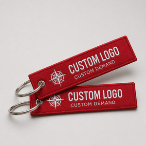 Eco-Friendly Airplane Motorcycle Keychain Woven Printed Letter Jet Tag Embroidered Keychain With Custom 3D Logo - Product Image 2