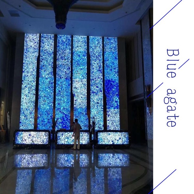 Natural Onxy Backlit Agate Semi Precious Stone Blue Stone Slabs