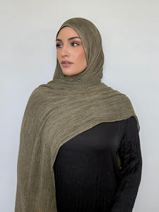 وصل حديثًا شال نسائي من مزيج القطن سادة ناعم جيد التهوية وشاح عتيق نسيج إسلامي فاخر حجاب رايون مجعد - Product Image 2