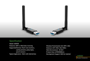 Clé <span class=keywords><strong>USB</strong></span> sans fil longue portée Chileaf USB330 BLE & <span class=keywords><strong>ANT</strong></span>+ pour la réception de données, dongle <span class=keywords><strong>USB</strong></span> avec 100 m BLE/50 m <span class=keywords><strong>ANT</strong></span>+ pour Android Box - Product Image 3