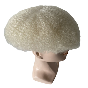 Perruque Afro Wave en <span class=keywords><strong>Cheveux</strong></span> Humains Vierges Péruviens, 6mm, <span class=keywords><strong>Blond</strong></span> <span class=keywords><strong>Platine</strong></span> 60 #   Topper en dentelle complète pour hommes ou femmes noirs - Product Image 2