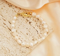 Bracelet en perles de culture d'eau douce plaqué or 18 carats PVD avec fermoir OT, bijoux classiques pour femmes, cadeau