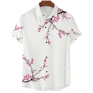Chemise décontractée pour homme style hawaïen, <span class=keywords><strong>taille</strong></span> XL, motif rayé imprimé numériquement, simple boutonnage, vacances d'été, polyester - Product Image 4