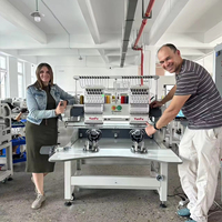 Machine à broder informatisée à 2 têtes, 15/12 aiguilles, pour casquettes, t-shirts, vêtements finis, broderie de chaussettes plates