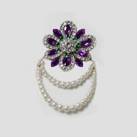 Bros mutiara Digital Violet Afrika mewah kustom bros bunga ungu huruf Yunani untuk hadiah grosir