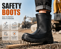 Bottes de travail montantes antidérapantes, imperméables, anti-choc, anti-perforation, antistatiques, résistantes aux hautes températures, en cuir de vachette respirant avec maille