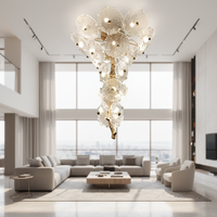 Lustre moderne de luxe en cuivre et verre, grand modèle LED artistique, créatif et de haute qualité, pour bureau à domicile ou hôtel