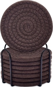 Wood Drink Coasters with Holder Traditional Chinese Design Absorbent Non-Toxic for Party Use <b>Plate</b> Dish Home <b>Decor</b> - Product Image 6