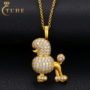 El más nuevo diseño lindo perro mascota Animal <span class=keywords><strong>encanto</strong></span> colgante Hip Hop joyería 925 plata esterlina VVS Moissanite colgante collar - Product Image 1