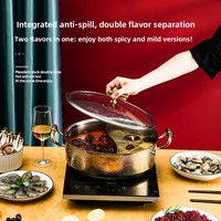 Marmite à soupe en acier inoxydable 304 au design moderne, finition martelée dorée, avec couvercle en verre trempé, compatible lave-vaisselle et cuisinière à induction