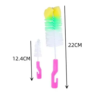 Zenidoo Juego de 2 cepillos ecológicos para alimentación de bebés, cerdas de nailon, mango de plástico, 22 cm, cepillo multifuncional de 360 grados - Product Image 6