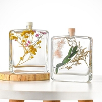 Conception unique personnalisée 120ml bouteille de diffusion de flûte à roseau carrée transparente en verre avec bouchon boîte ceinture