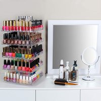 Étagère rotative à 360 degrés à 5 niveaux en acrylique transparent pour vernis à ongles, présentoir de maquillage, organisateur de cosmétiques, support de rangement, étagère carrousel