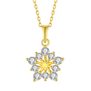 Collier pendentif flocon de neige de luxe plaqué or 18 carats, serti de zircon cubique, bijoux élégants pour femmes pour mariage, anniversaire - Product Image 1