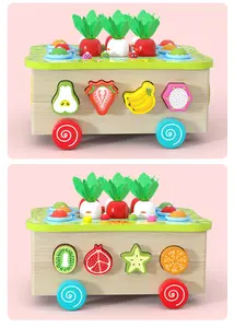 COMMIKI CPC Certification Geometry Matching Children's Puzzle Early Education Car Toy Fish Pond Orchard Car Fishing Pull Radish