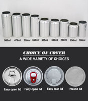 Boîtes de bière en aluminium vides de 25 cl, 33 cl, 50 cl, 500 ml, 12 oz, 16 oz, avec impression