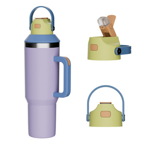 Adaptateur pour seau à glace 40 oz, couvercle en silicone, tasse isotherme en acier inoxydable pour sports de plein air, poignée créative pour thermos portable, sans BPA - Product Image 3