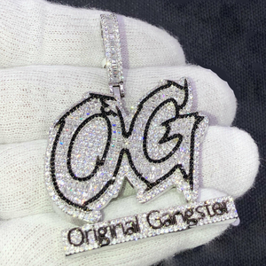 ตัวอักษรเดิมนักเลง OG ตุ้มห้อยสร้อยคอจี้ Micro Pave 5A โคเนีย CZ Bling hip hop เครื่องประดับผู้ชายเด็กผู้ชาย - Product Image 2