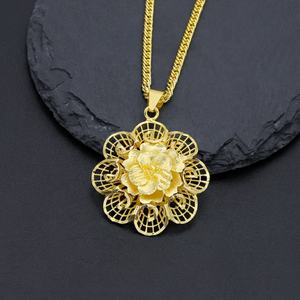 Collier pendentif plaqué or JXX pour femme, accessoires de bijoux en laiton en gros avec motif floral pour enfants - Product Image 2