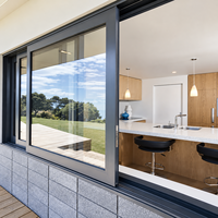 Fenêtre coulissante en aluminium à double vitrage trempé, résistante aux intempéries et longue durée de vie, idéale pour hôtels et villas