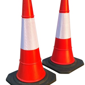 Cônes de signalisation routière flexibles en PVC/PE Shunlu modèle A040 750 mm rouge et noir, haute visibilité, réfléchissants, pour la sécurité routière et les avertissements de circulation. - Product Image 3