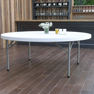 Mesas Redondas Plegables Duraderas para 10 Personas de 6 Pies con Superficie Rígida de Plástico para Alquiler en Eventos y Banquetes - Product Image 6