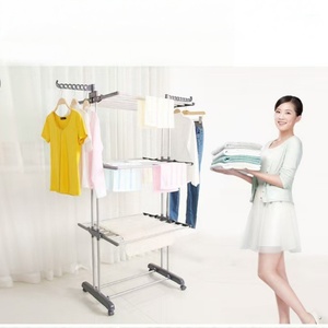 Tendedero de ropa plegable de tres niveles con forma de ala, para interior y exterior, con seis ruedas. - Product Image 6
