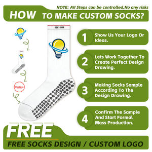 कस्टम लोगो महिलाओं की हाई-क्रू इनडोर स्पोर्ट्स फिटनेस हाई-टॉप लुभावनी विरोधी स्लिप पिलेट्स योग मोजे को पकड़ के साथ मोजे - Product Image 4