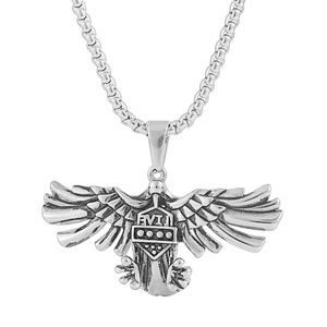 Collar de Acero Inoxidable con Colgante de Águila, Joyería de Moda para Hombre, Estilo Europeo Americano, Amuleto Animal, Cadena de Regalo, Perla Cuadrada de 60C - Product Image 3
