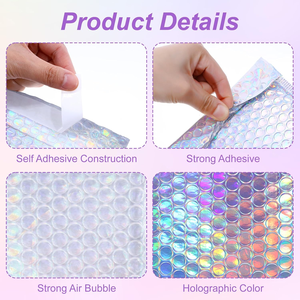 Sobres de Burbuja Holográficos de Lujo, Ecológicos, Impermeables, Duraderos y Seguros para Embalaje de Ropa, 100 Unidades - Product Image 4