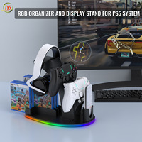 Support de rangement de bureau pour lumière RVB pour étui de protection pour PC avec casque lumineux RVB/poignée/télécommande/support de chargement de disque