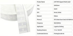Метка UHF RFID для отслеживания одежды, моющаяся этикетка по уходу, 860-960 МГц, EPC Gen2, мягкая, с высокой скоростью считывания, сертифицирована CE, для брендов одежды - Product Image 2