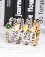 Montre vintage pour femme en or avec quartz, style rétro années 80, classique, mode, luxe léger, acier inoxydable, alliage, cadran ovale à aiguilles, 3BAR