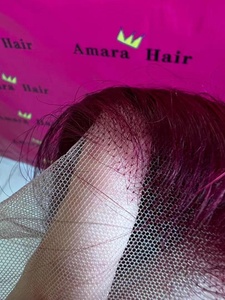 Amara-Peluca de cabello <span class=keywords><strong>humano</strong></span> brasileño con ondas profundas, 99j, burgundy, encaje transparente, barata, envío gratis - Product Image 5