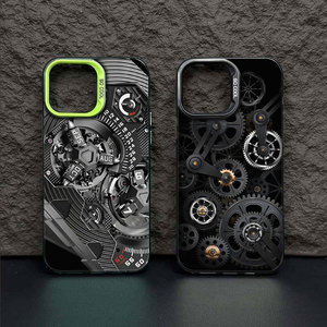 เคสโทรศัพท์ลายเฟืองนาฬิกาดีไซน์ใหม่สำหรับ <span class=keywords><strong>iPhone</strong></span> 15 Pro Max 14 13 12 11 ดีไซน์เรียบง่าย กรอบชุบเงา ป้องกันการกระแทก - Product Image 1