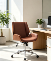 Chaise de bureau moderne HR-8256-1 avec structure en contreplaqué, coussin en tissu, réglable en hauteur KD320mm, pivotante, pour la maison et le bureau