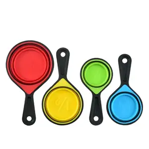 Kitchenware Plastic Measuring Cups And Spoons Foldable Silicone Kitchen Measuring Cup Set Collapse Silicone Measuring Cup