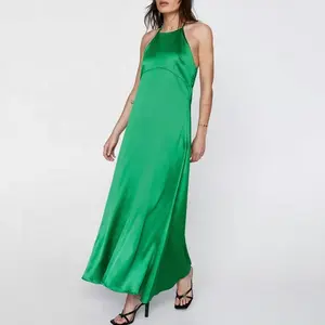 OEM FTY Custom Womens Summer Satin Slip Maxi abiti Casual fornitore della cina per il produttore di vestiti da donna piccoli ordini personalizzati