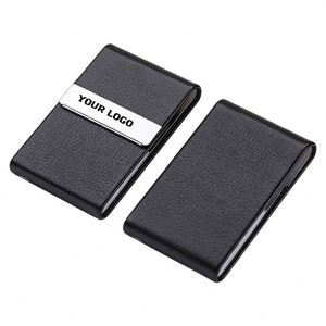Oem Business Holder Pu Leather Stainless Metal Name Card Case <b>Box</b> <b>for</b> Men Woman Credit Cards Carrier With Magnetic Closure - Product Image 1