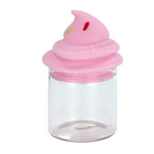 热卖工厂价格粉色蛋糕容器易于使用的食品储存玻璃罐，带硅胶盖定制