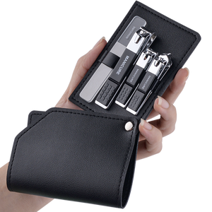 Fornitura di fabbrica Set Manicure nero punta punta diritta pinza per dita Nano lima per unghie in vetro in scatola - Product Image 1