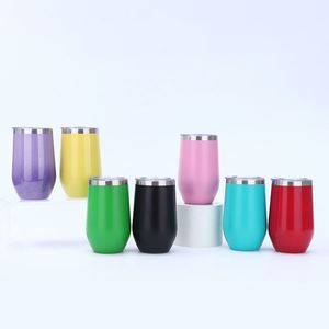 แก้วทรงตัวยูขนาด 12 ออนซ์/16 ออนซ์ แบบเปลือกไข่  ทำจากสแตนเลส 304 เคลือบสีฝุ่น  แก้วเก็บความร้อนแบบมีฉนวน  ใช้ซ้ำได้สำหรับใส่ไวน์ กาแฟ น้ำ - Product Image 4