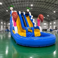 Toboggan aquatique gonflable commercial avec piscine, toboggan géant en PVC pour parc aquatique, équipement de terrain de jeu extérieur pour enfants et adultes